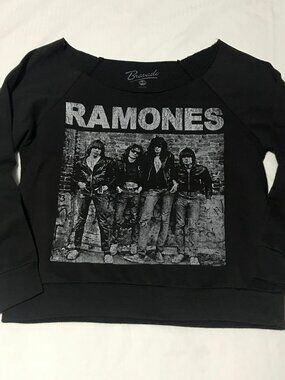 The Ramones Bravado Y2K Punk Rock Raw Neckline Sweater Top MEDIUM